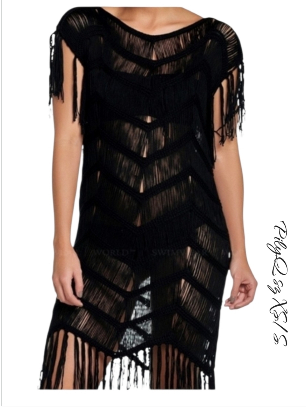 PILYQ PQ Swim Crochet Fringe Swimsuit Cover Up Sz XS/S